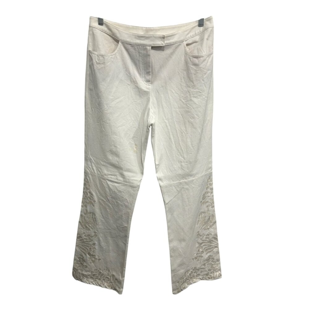 St. John Evening By Marie Gray Womens Embellished Dress Pants Size 12 White